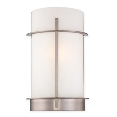 Minka Lavery 13-Inch Wall Sconce in Brushed Nickel with Etched Opal Glass Shade - Bed Bath & Beyond